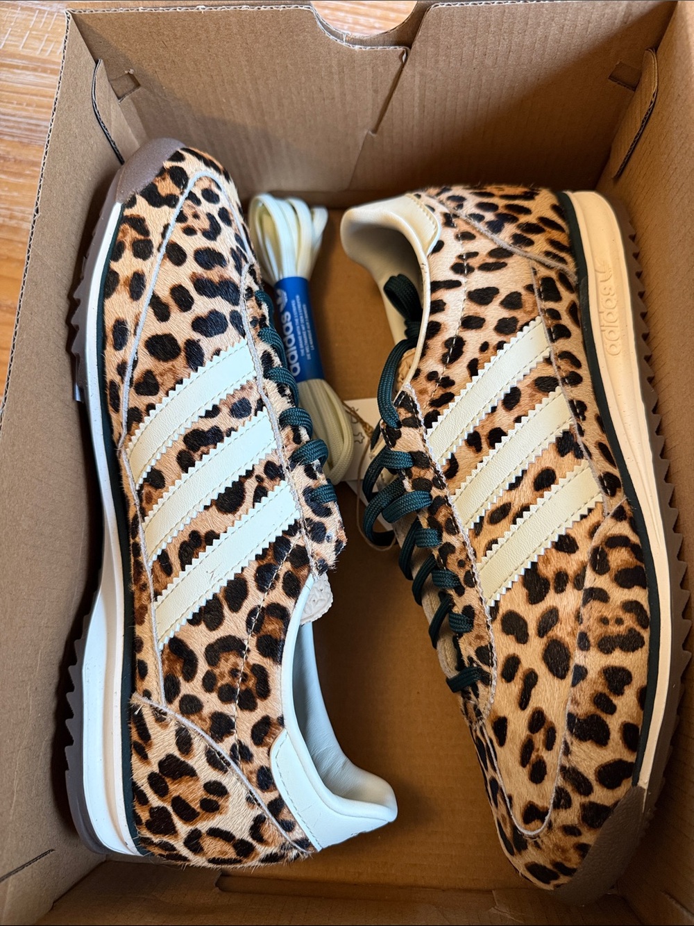 adidas original SL 72 Women’s Leopard Print Sneakers in Cream & Brown - Picture 5 of 8